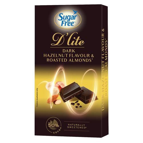 Sugar Free Dlite Hazelnut & Almond Dark Chocolate Image