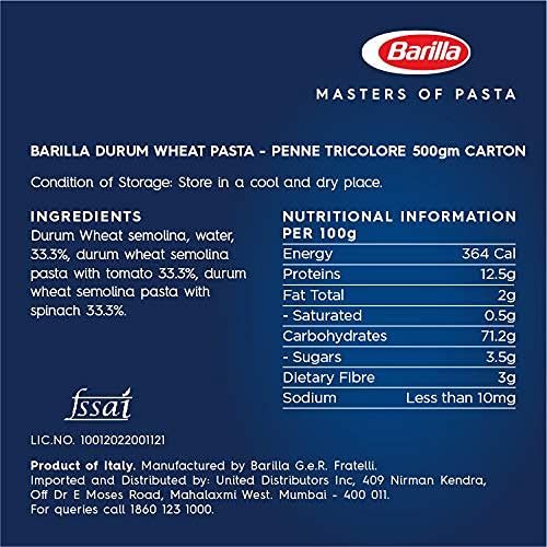 Barilla Pasta Collezione Tricolor Mezze Penne Durum Wheat Image