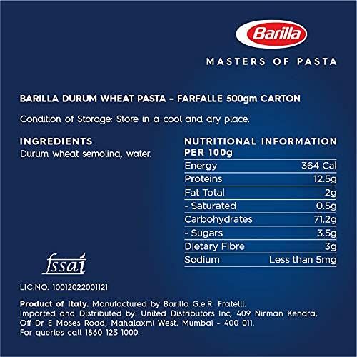 Barilla Pasta Farfalle Durum Wheat Image