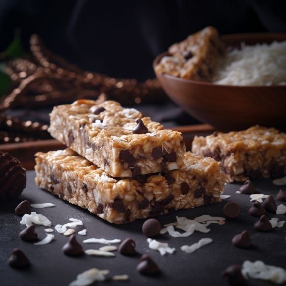 Banana Coconut Protein Bars with Chocolate Chips