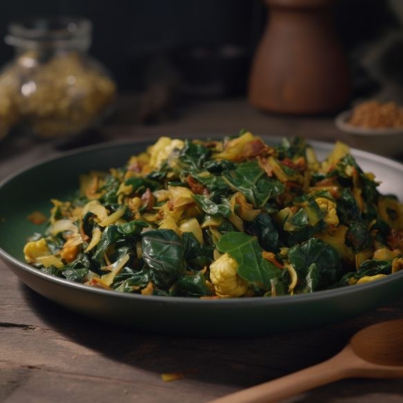 Cabbage and Spinach Stir-Fry with Indian Spices