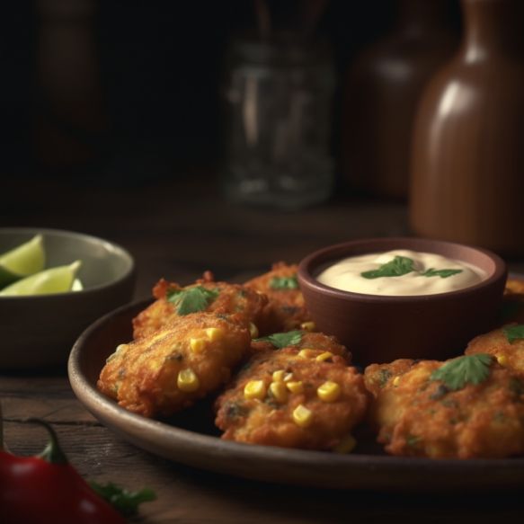 Cheesy Mexican Corn Fritters with Zesty Dipping Sauce