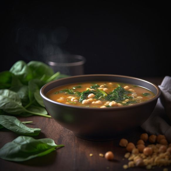 Chickpea Lentil Quinoa Soup with Spinach