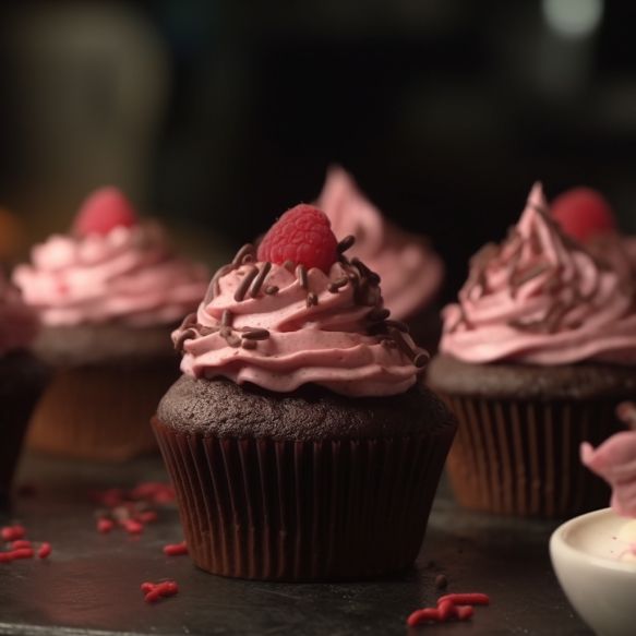 Chocolate Cupcakes with Raspberry Cream Cheese Frosting