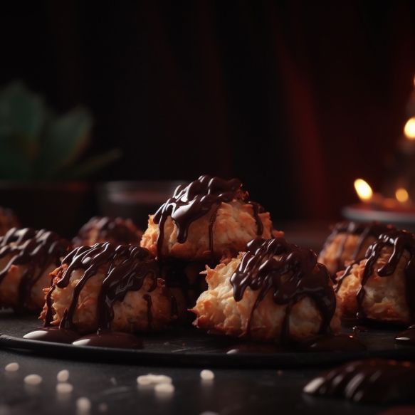 Dark Chocolate Drizzled Coconut Macaroons