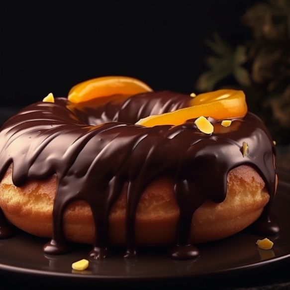 Mango Donut Cake with Chocolate Glaze