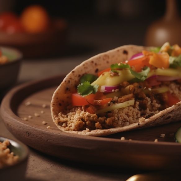 Multigrain Taco With Hummus & Vegetable Topping