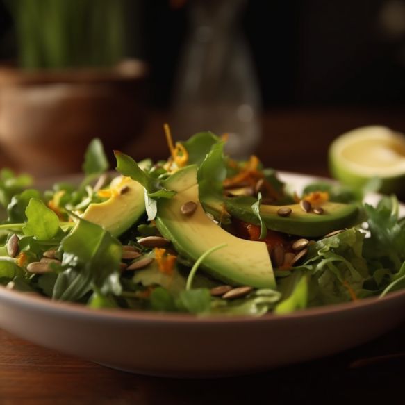 Refreshing Green Salad with Avocado and Pumpkin Seeds