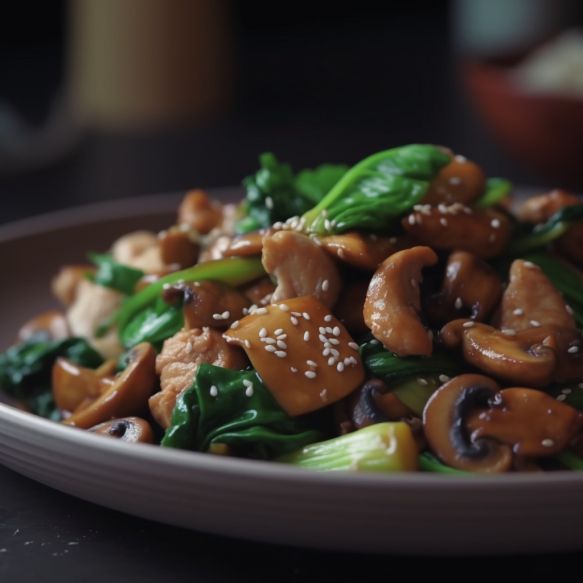 Sesame-Ginger Chicken Stir-Fry With Bok Choy And Mushrooms