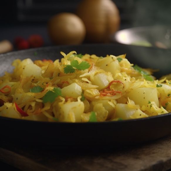 Spiced Cabbage and Potato Stir-Fry with Coconut