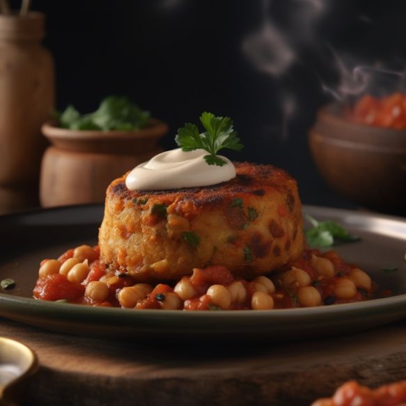 Spiced Chickpea Cake with Tangy Tomato Sambal