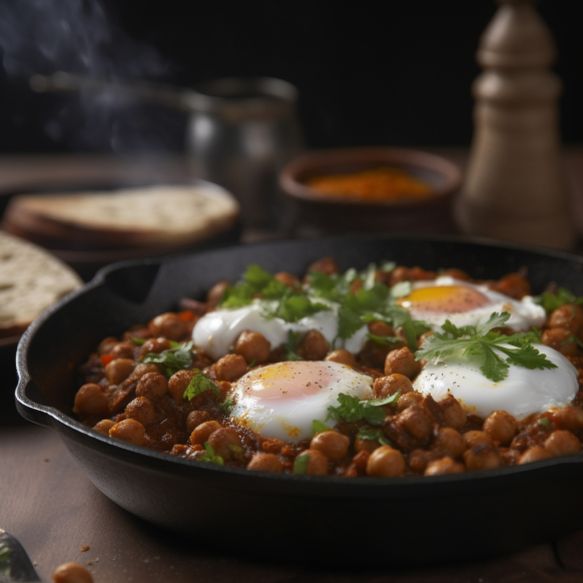 Spiced Chickpeas with Poached Eggs