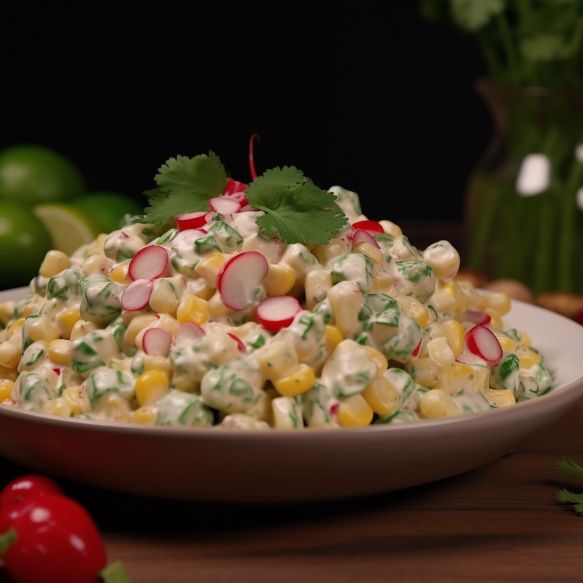Spicy Corn Salad With Radishes, Jalapeno, And Lime In Mint Mayo