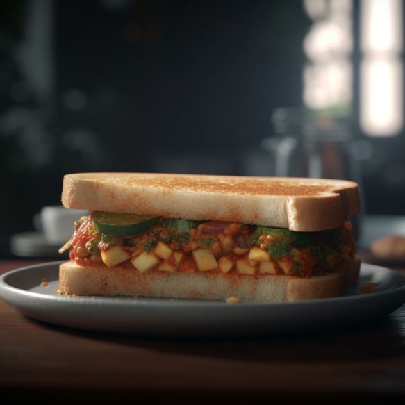 Spicy Paneer Veggie Sandwich