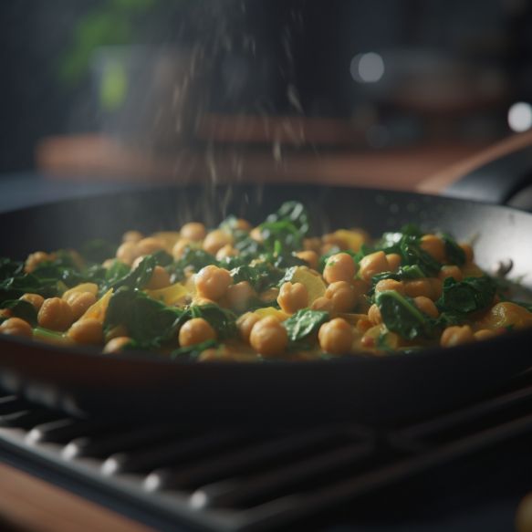 Spicy Potato and Chickpea Greens Stir-Fry