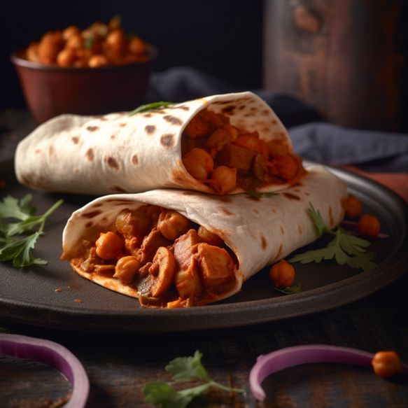 Spicy Sweet Potato and Chickpea Chapati Wraps