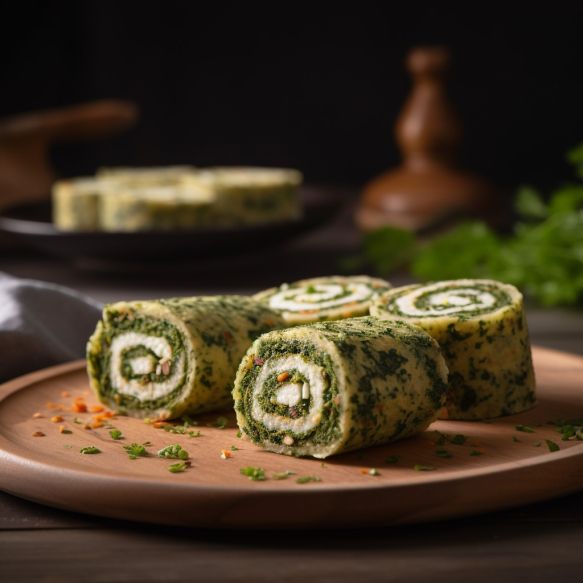 Spinach and Paneer Bhurji Swiss Roll