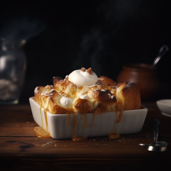 Vanilla Bread Pudding with Meringue Topping