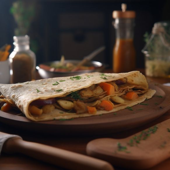 Whole Wheat Crepe With Herb-Roasted Vegetables