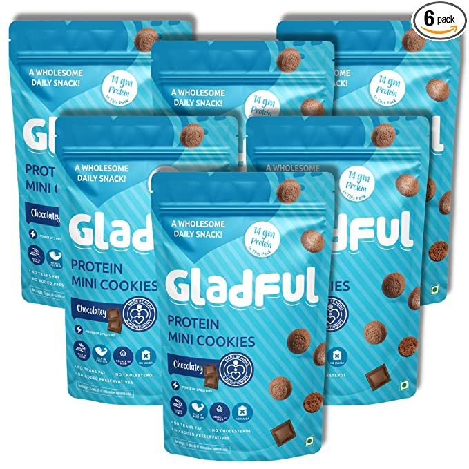 Gladful Chocolatey Protein Mini Cookies Biscuit Pouch Image