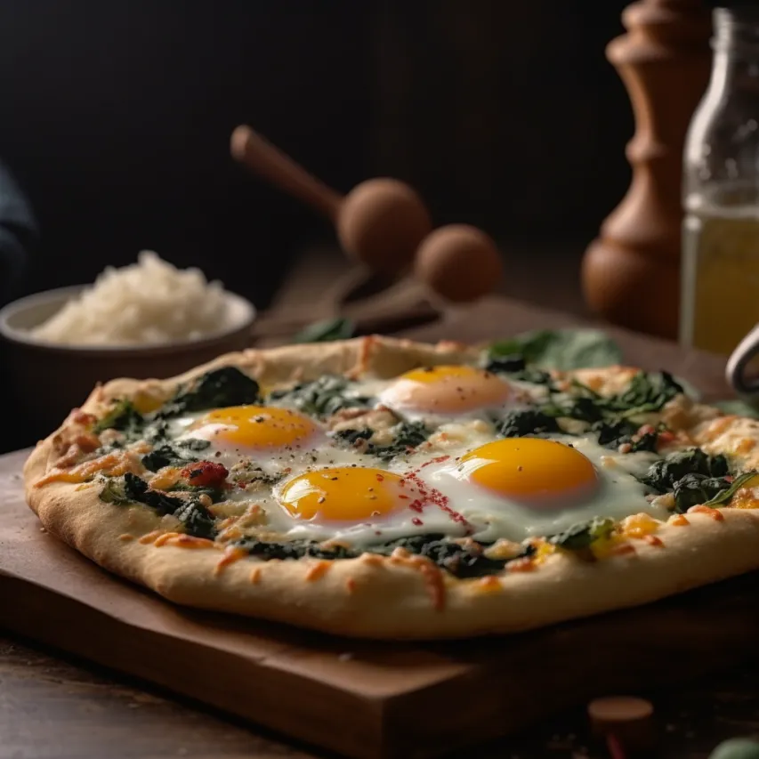 Cheesy Spinach and Egg Breakfast Pizza