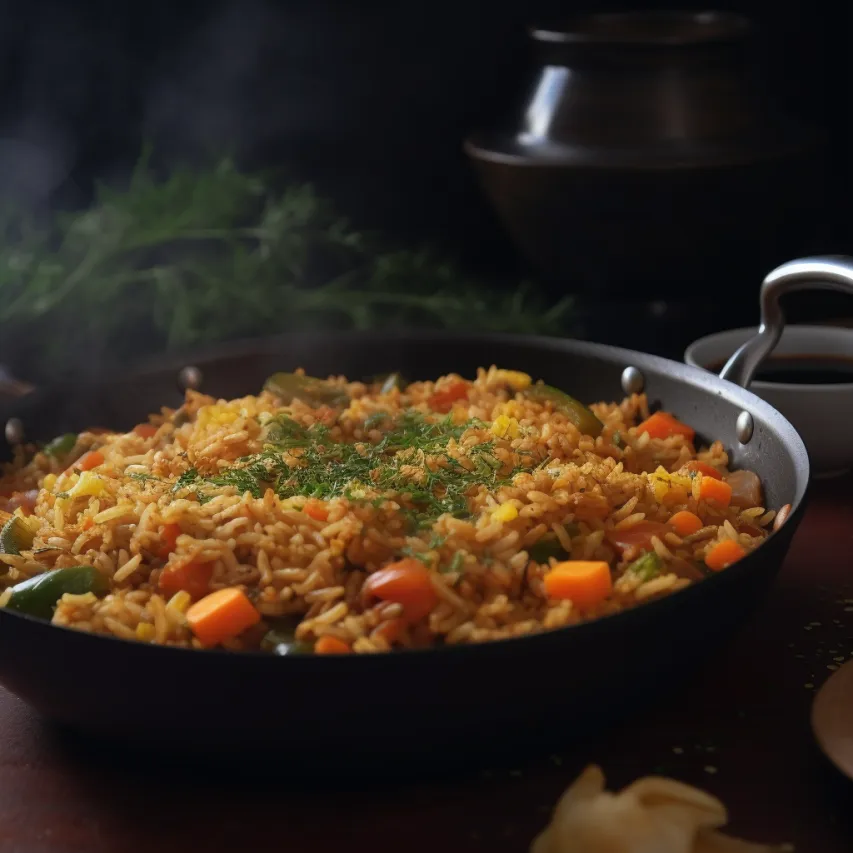 Spicy Vegetable Brown Rice Tawa Pulao