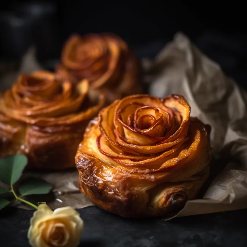 Cinnamon Apple Roses with Homemade Puff Pastry (Eggless)