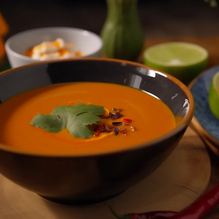 Spicy Thai Pumpkin Soup with Homemade Red Curry Paste
