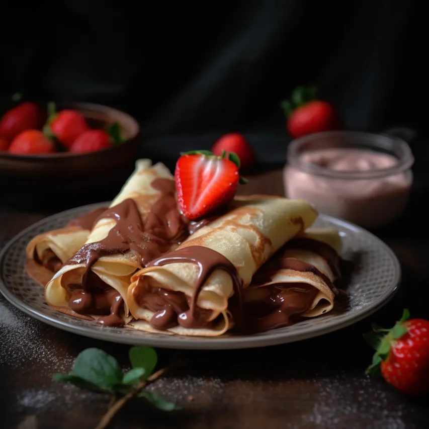 Eggless Nutella Strawberry Crepes