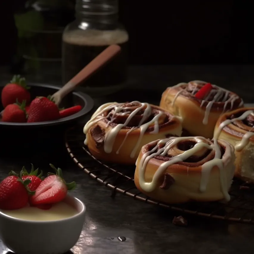 Strawberry Chocolate Swirl Rolls with Vanilla Glaze