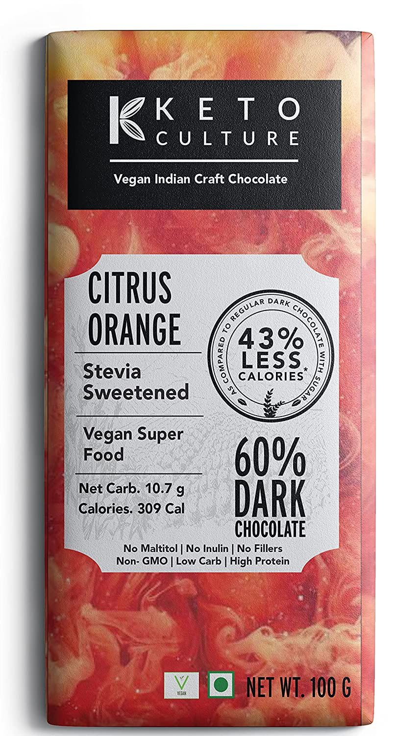 Keto Culture Zesty Orange Vegan Dark Chocolate Image