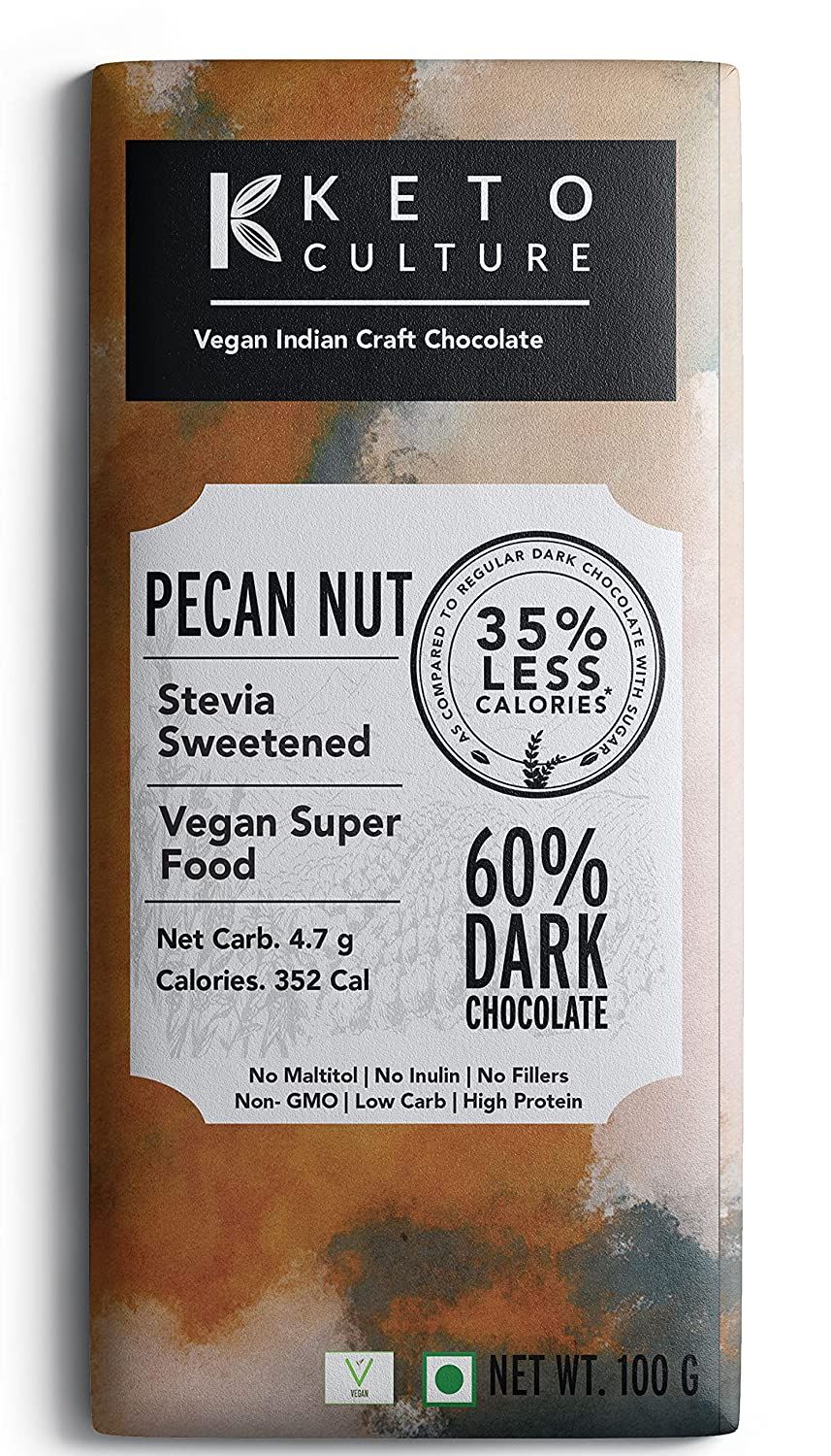Keto Culture Pecan Nut Vegan Dark Chocolate Image