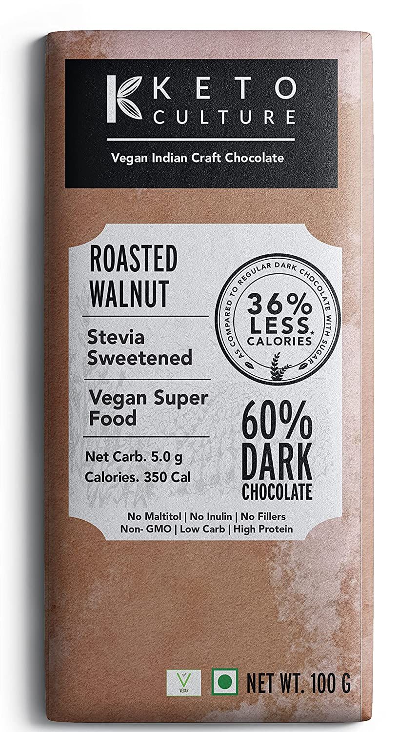 Keto Culture Roasted Walnut Vegan Dark Chocolate Image