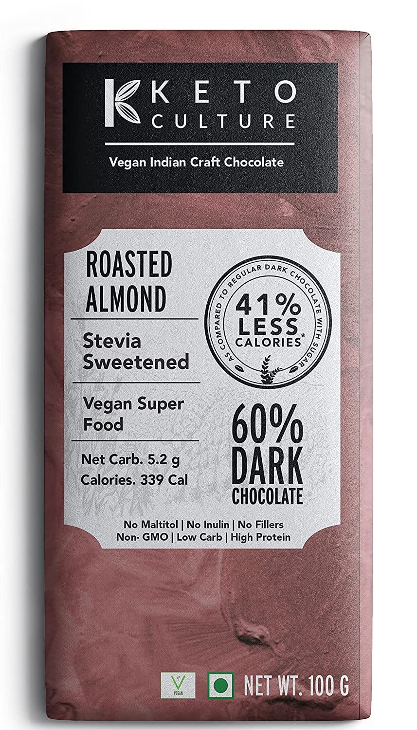 Keto Culture Roasted Almond Vegan Dark Chocolate Image