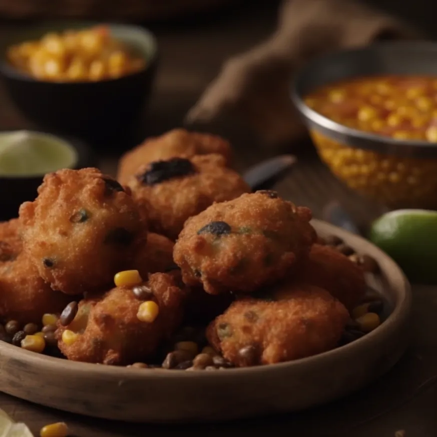 Spicy Black Eyed Peas And Corn Fritters