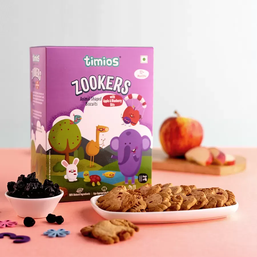 Timios Zookers Apple and Blueberry Bits Animal shaped Biscuits Image