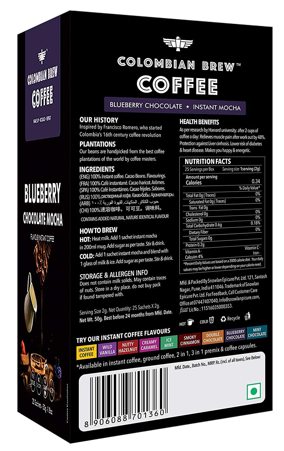 Colombia Brew Coffee Blueberry Chocolate Mocha Instant Coffee Image