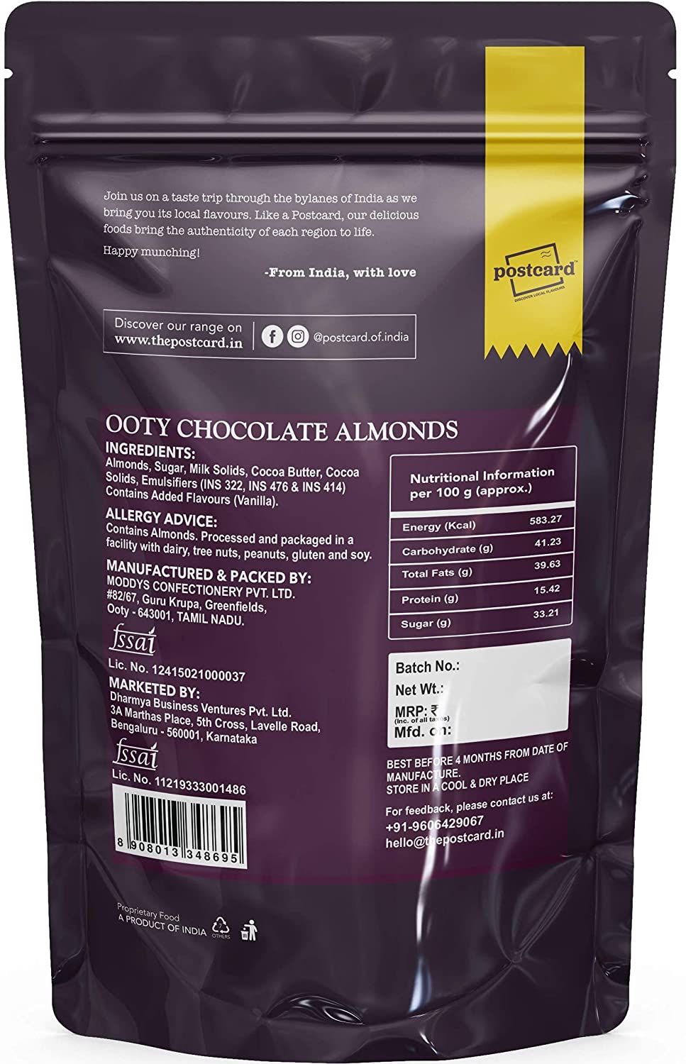 Postcard Ooty Chocolate Almond Nutties Image