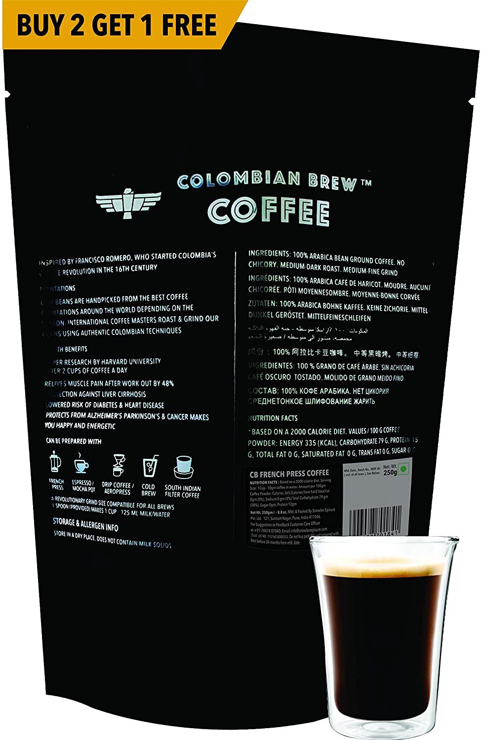 Colombian Brew Arabica French Press Coffee Powder Image