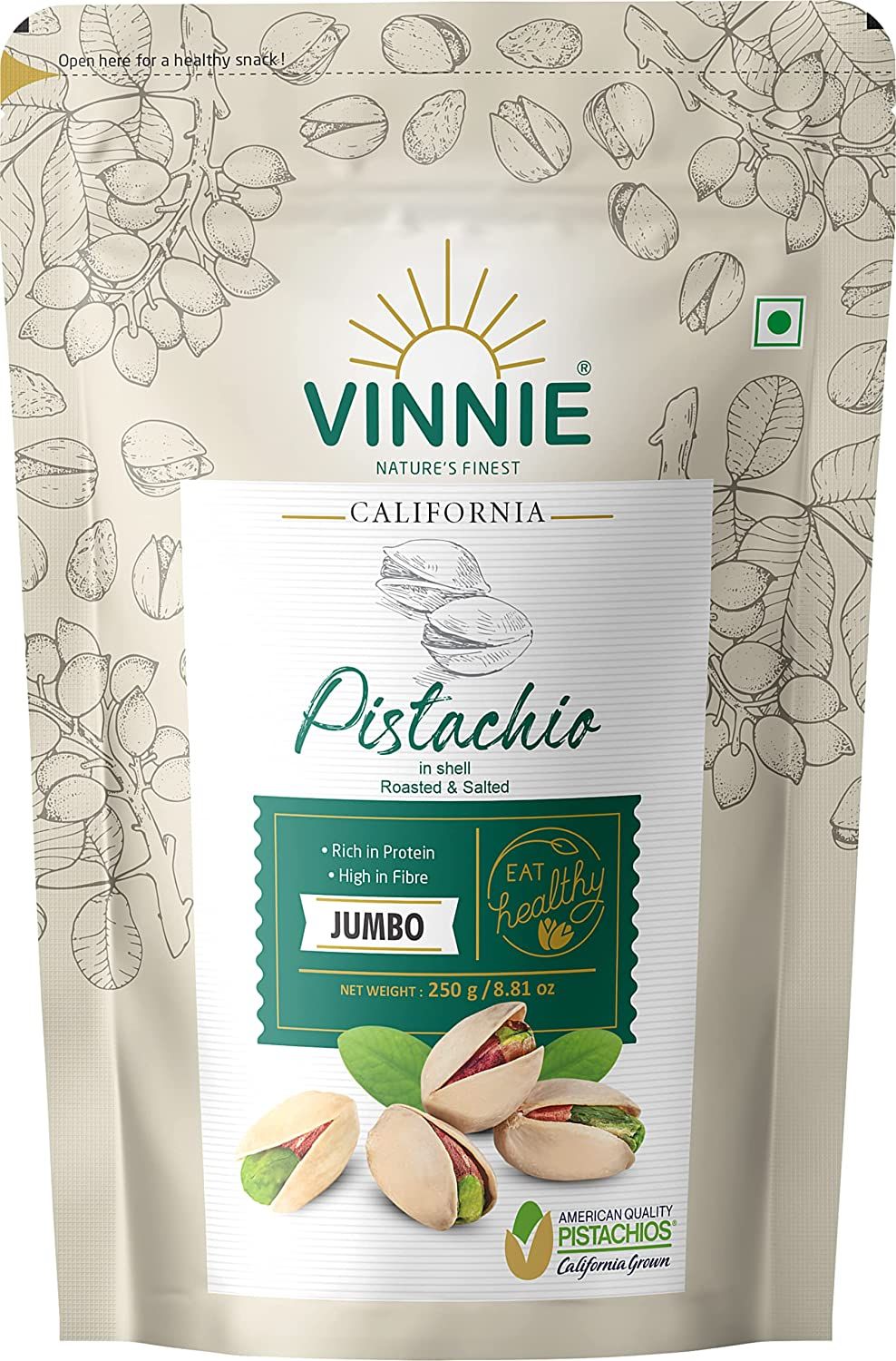 Vinnie American Jumbo Inshell Pistachios Natural Pista Fruit Roasted and Salted Pista with Shell Image